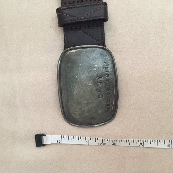 DKNY LOGO Vintage Brown Leather Belt - Picture 7 of 7